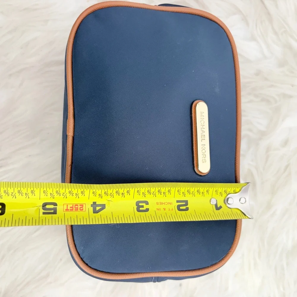 Michael Kors Navy Blue Nylon Cosmetic Bag Gold Hardware AI-1301
